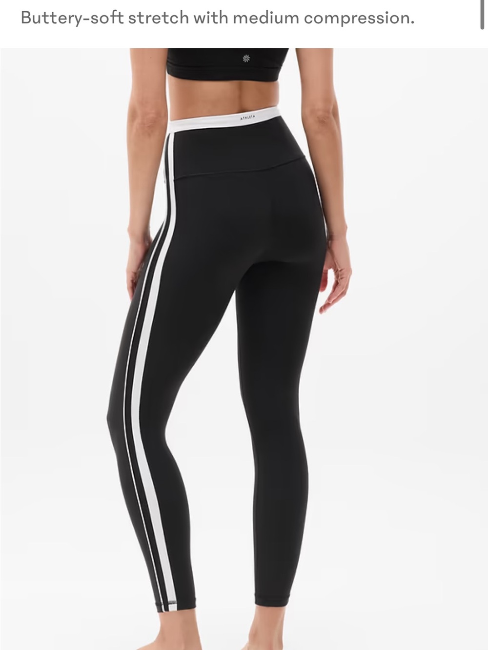 Athleta Black Leggings with White Side Stripes